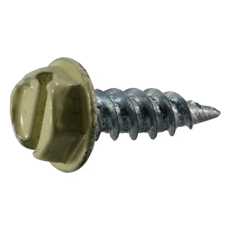 Midwest Fastener #7 x Slotted Drive, Flange Hex Head Sheet Metal Screw, Zinc Plated Steel, 1827 PK 56106